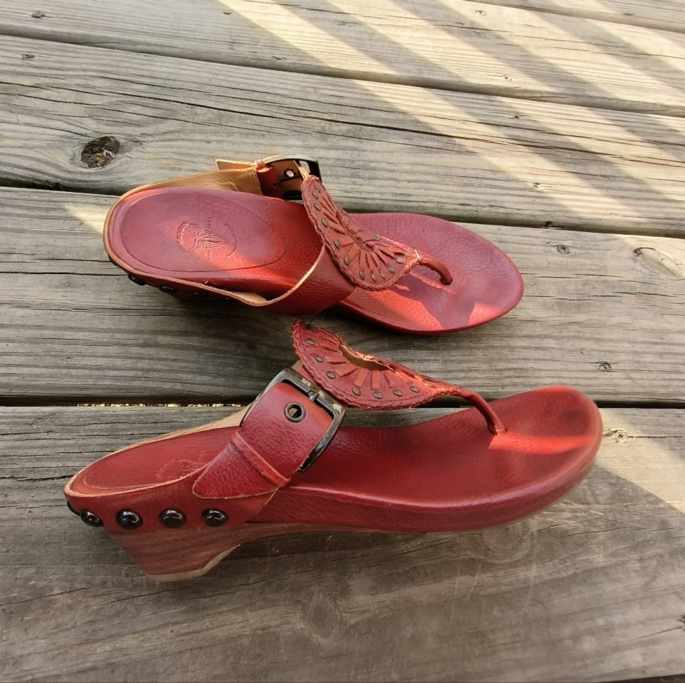 COPY - Frye BOHO Braided Leather Brick Color Studded Sandals Women's Size 7M